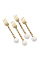 Globe Kokteyl Çatalı, Mat Gold - Beyaz, 4 Parça - 2