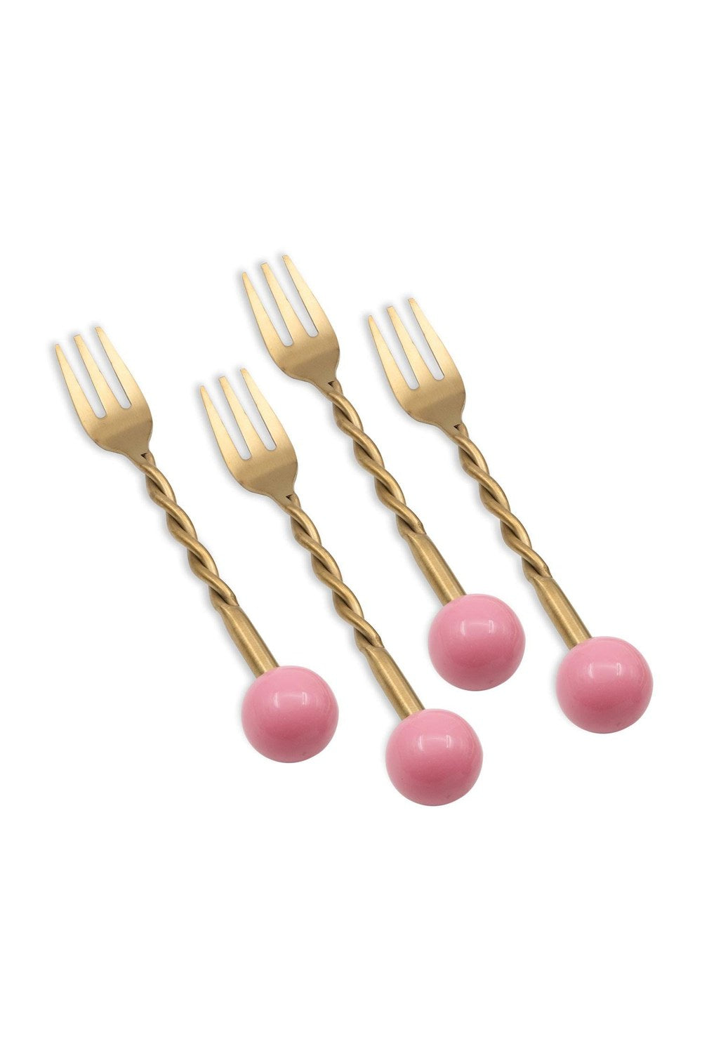 Globe Kokteyl Çatalı, Mat Gold - Pembe, 4 Parça - 1