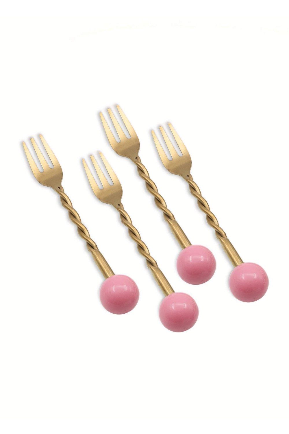 Globe Kokteyl Çatalı, Mat Gold - Pembe, 4 Parça - 2