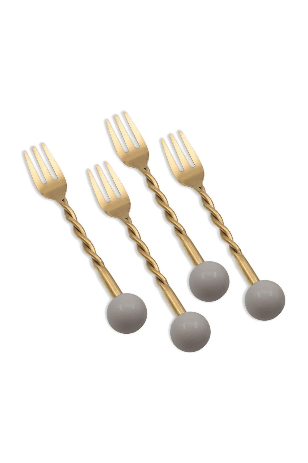 Globe Kokteyl Çatalı, Mat Gold - Gri, 4 Parça - 1