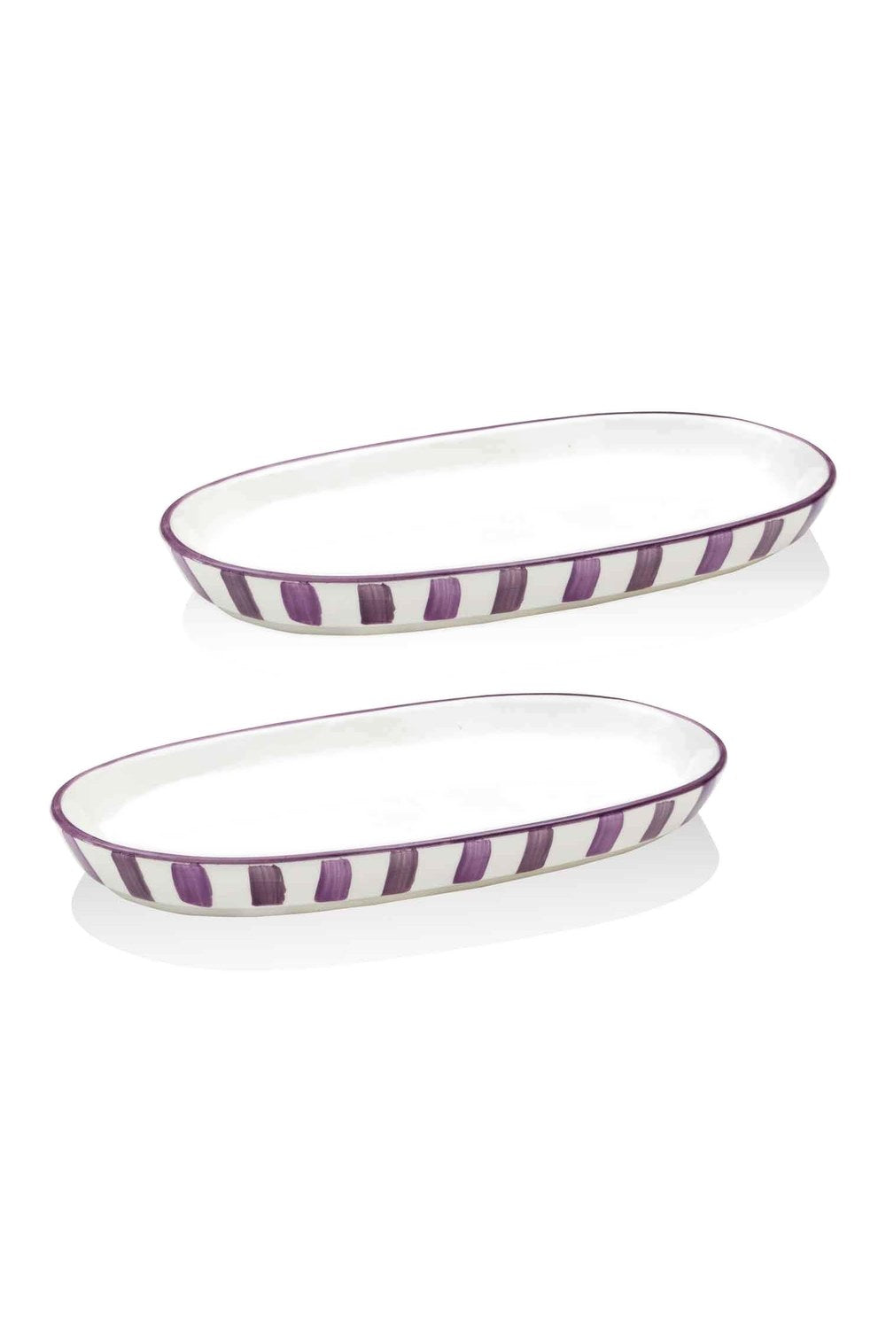 Joy Oval Servis Tabağı 2'li Set, Mor, 17 × 30 × 4 Cm - 0