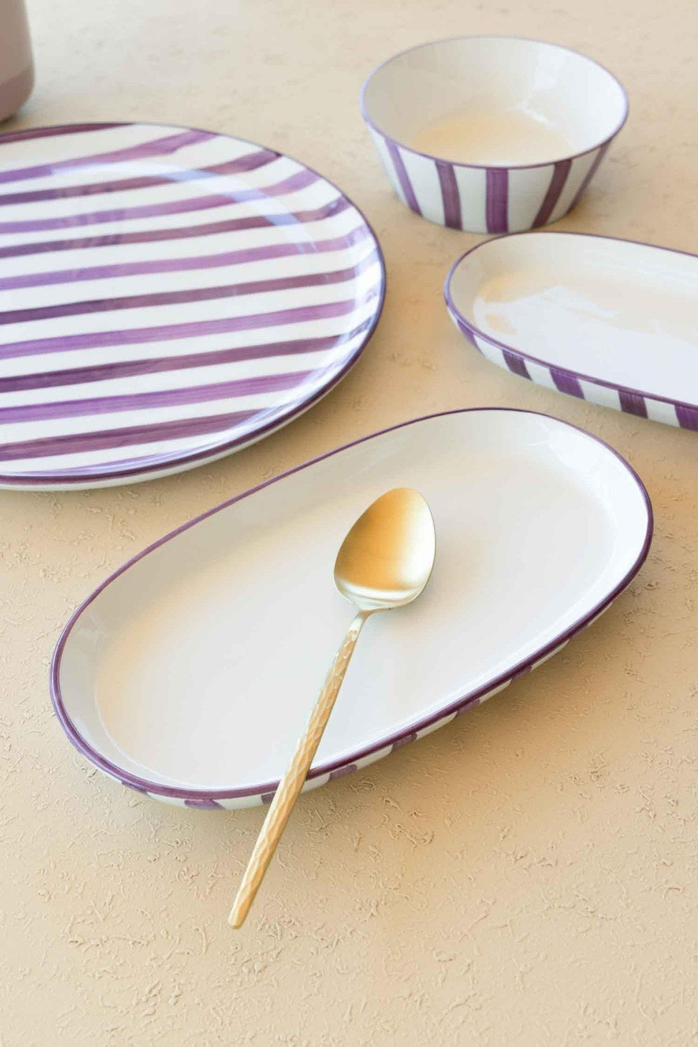 Joy Oval Servis Tabağı 2'li Set, Mor, 17 × 30 × 4 Cm - 3
