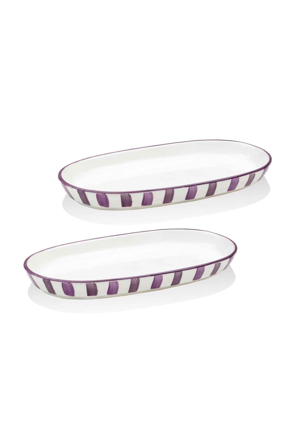 Joy Oval Servis Tabağı 2'li Set, Mor, 23 Cm - 0