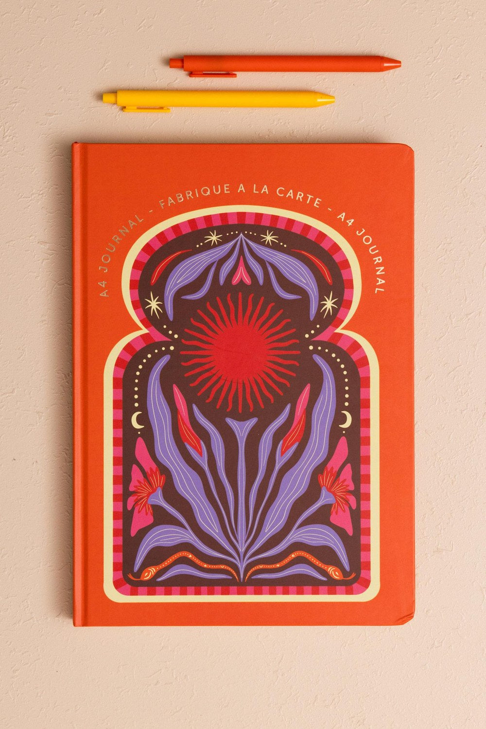 Retro Güneş Motifli Defter, Turuncu, 21 × 30 Cm (A4) - 0