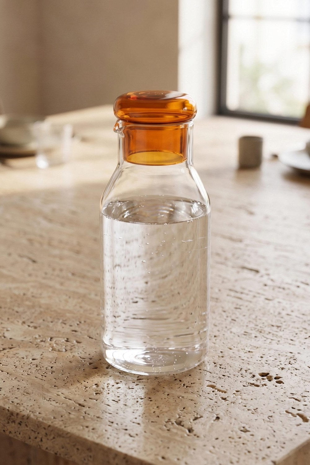 Amber Kapaklı Cam Şişe / Sürahi, 950 Ml, 9 × 23 Cm - 1