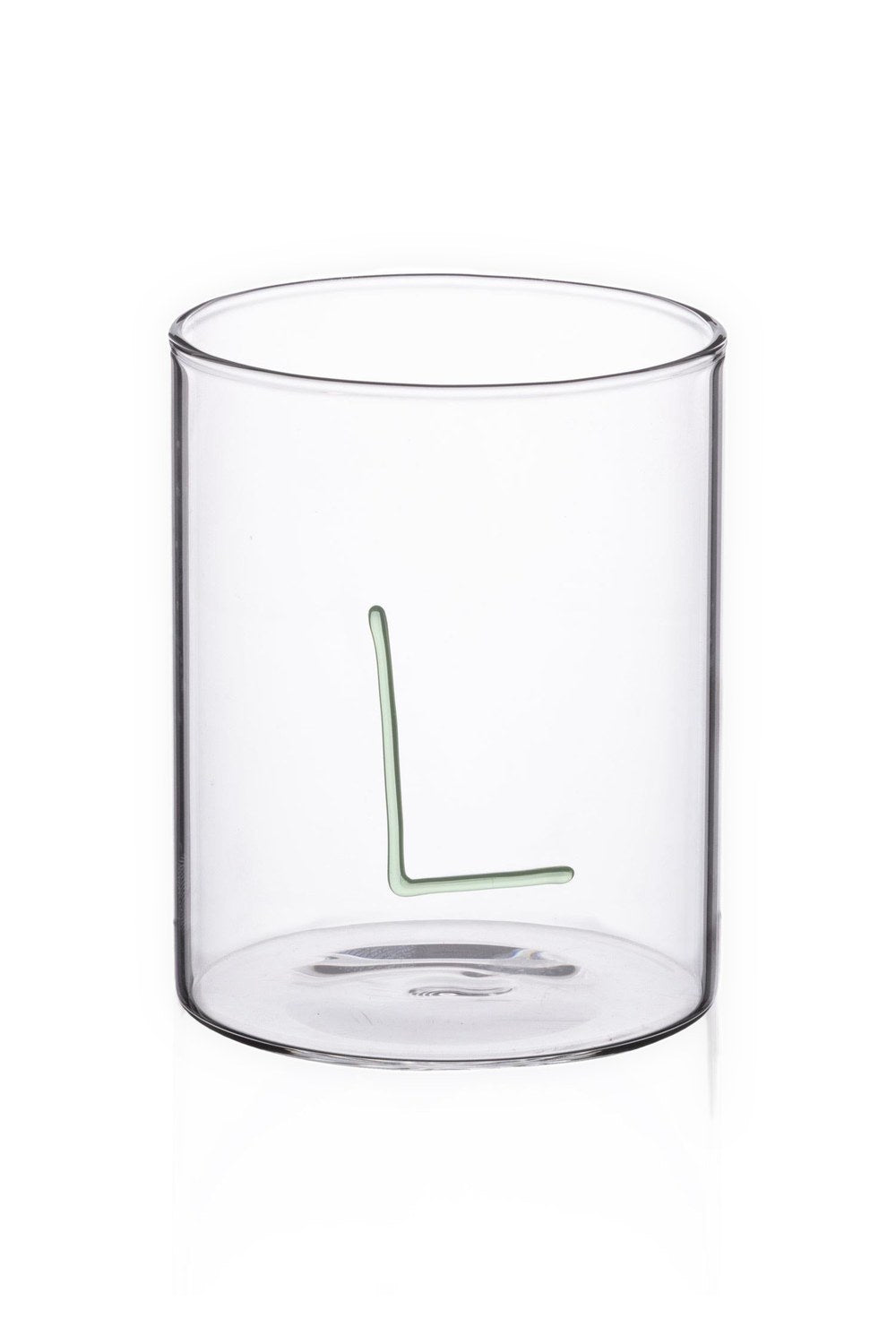"L" Harfli Cam Su Bardağı, Yeşil, 420 Ml - 1