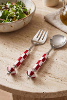 Gingham Salata Servis Takımı, Kırmızı - Beyaz, 2 Parça - 0