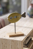 Retro Ahşap Balık Figürlü Masaüstü Obje, 16 Cm - 0