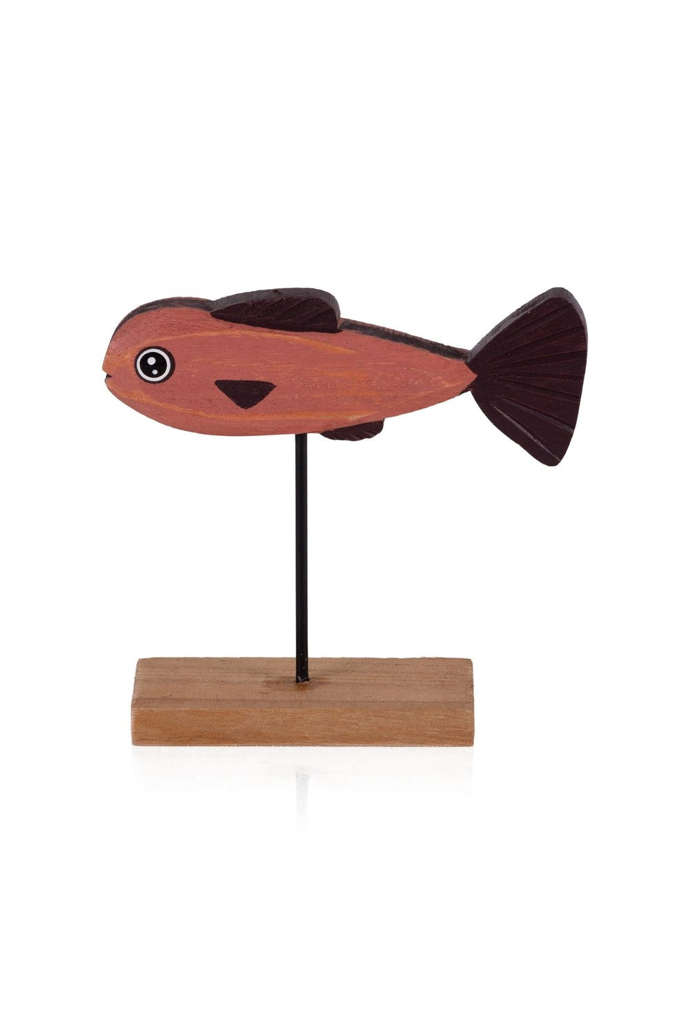 Retro Ahşap Balık Figürlü Masaüstü Obje 14 Cm - 1