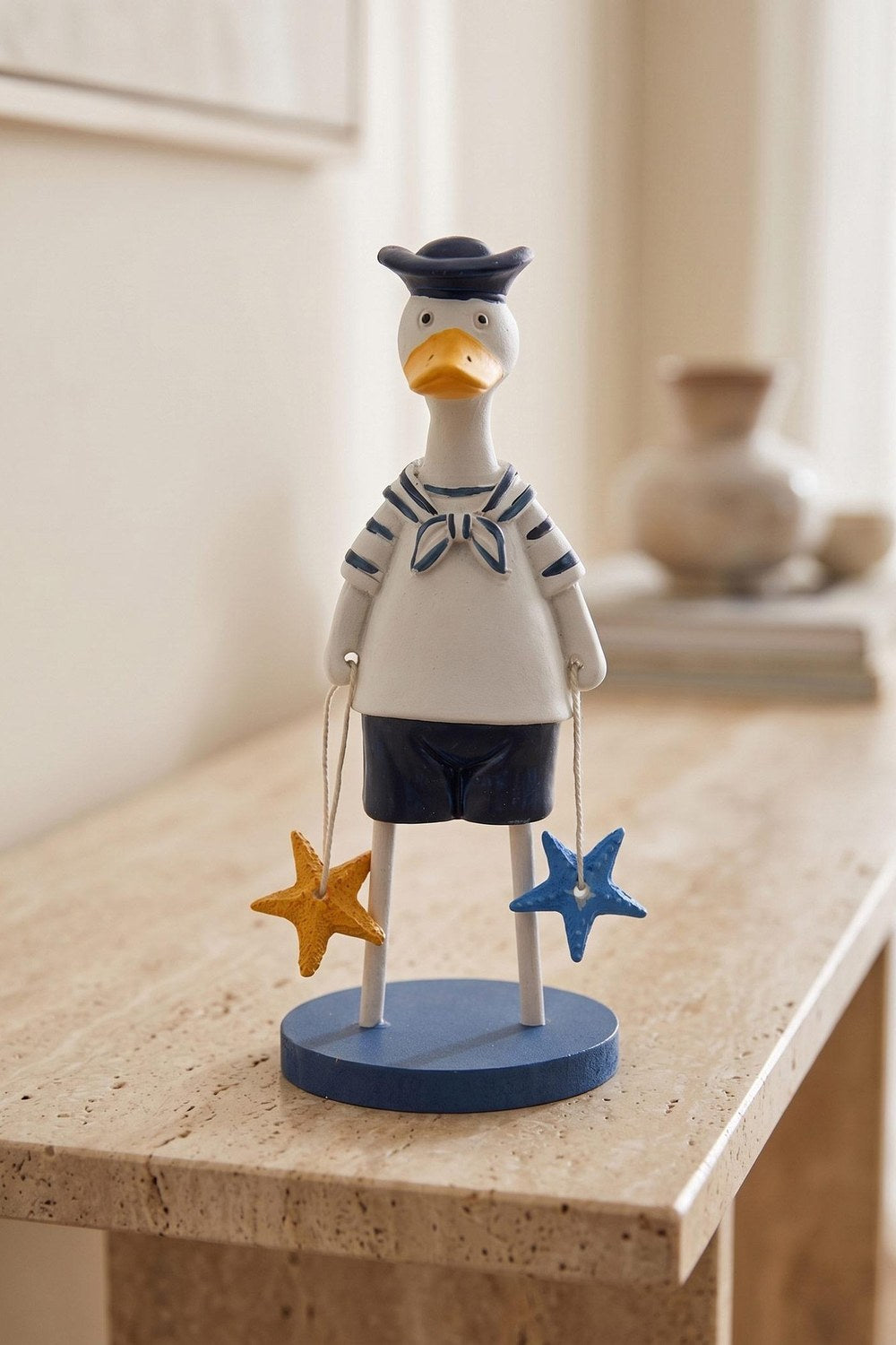 Retro Marin Denizci Ördek Deniz Yıldızı Obje, 17 Cm - 0