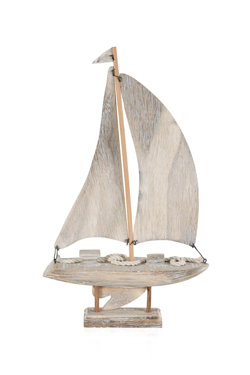 Retro Marin Ahşap Yelkenli Tekne Biblo, 43 Cm - 1