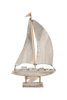 Retro Marin Ahşap Yelkenli Tekne Biblo, 43 Cm - 1