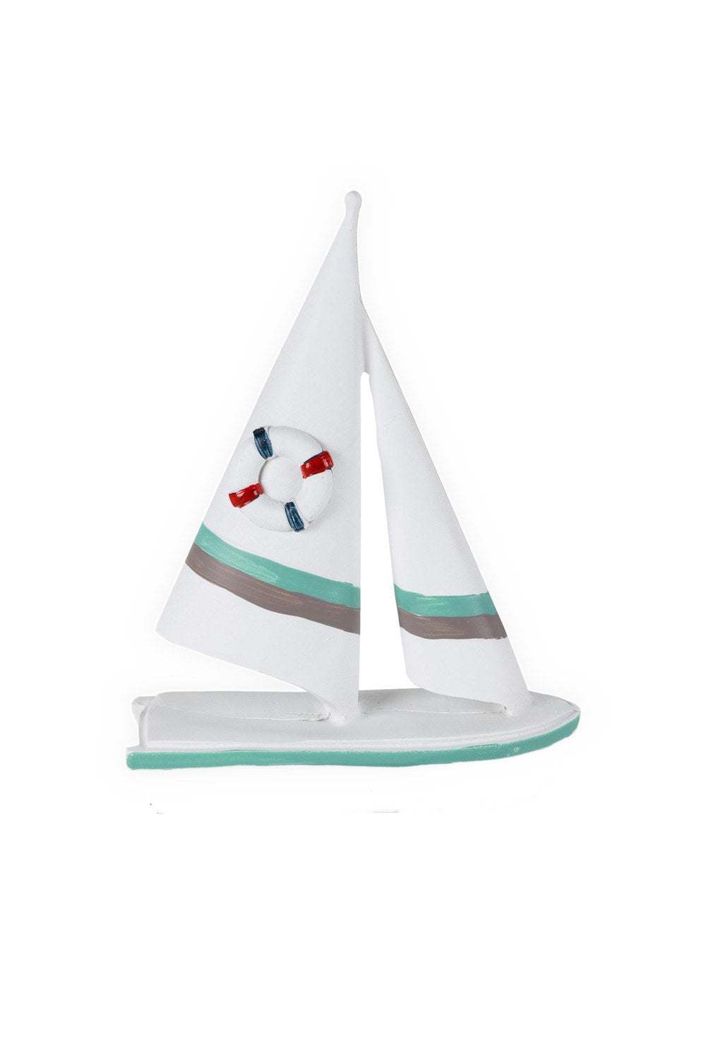 Marin Çift Yelkenli Kırmızı Mavi Can Simitli Biblo, 24 Cm - 1