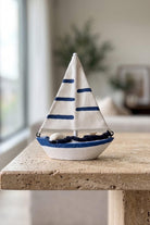 Marin Deniz Kabuklu Ve Halatlı Yelkenli Biblo 14cm - 0