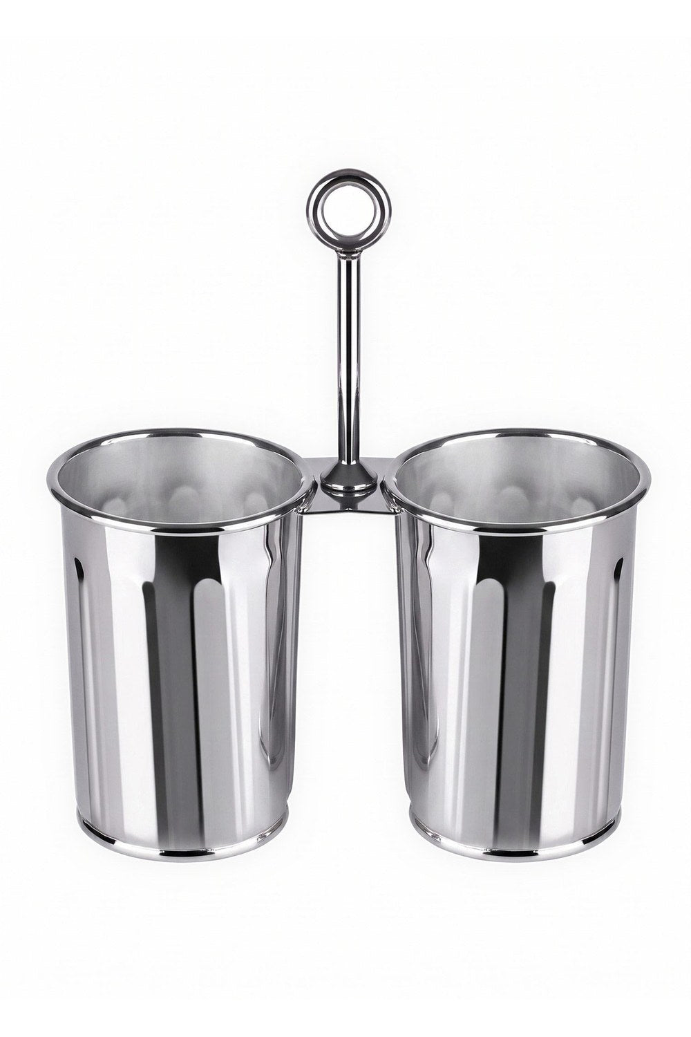 Krom Çift Bölmeli Kulplu Galvaniz Sunumluk 25 Cm - 2