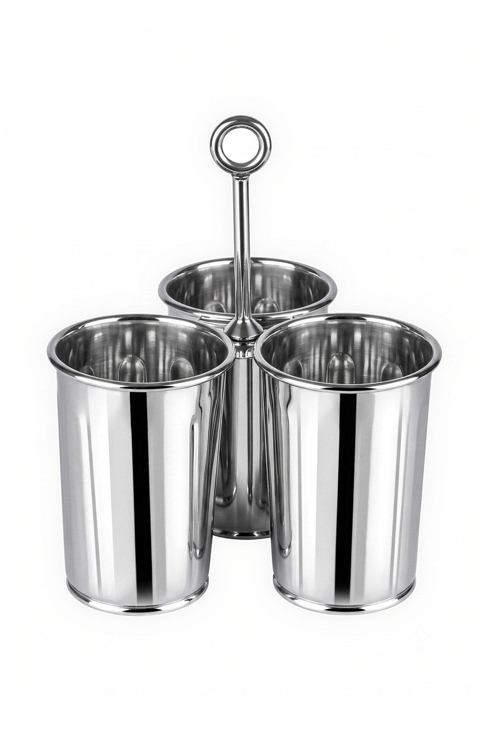 Krom 3 Bölmeli Kulplu Galvaniz Sunumluk 25 Cm - 2