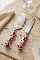 Gingham Pasta Servis Takımı, Kırmızı - Beyaz, 2 Parça - 0