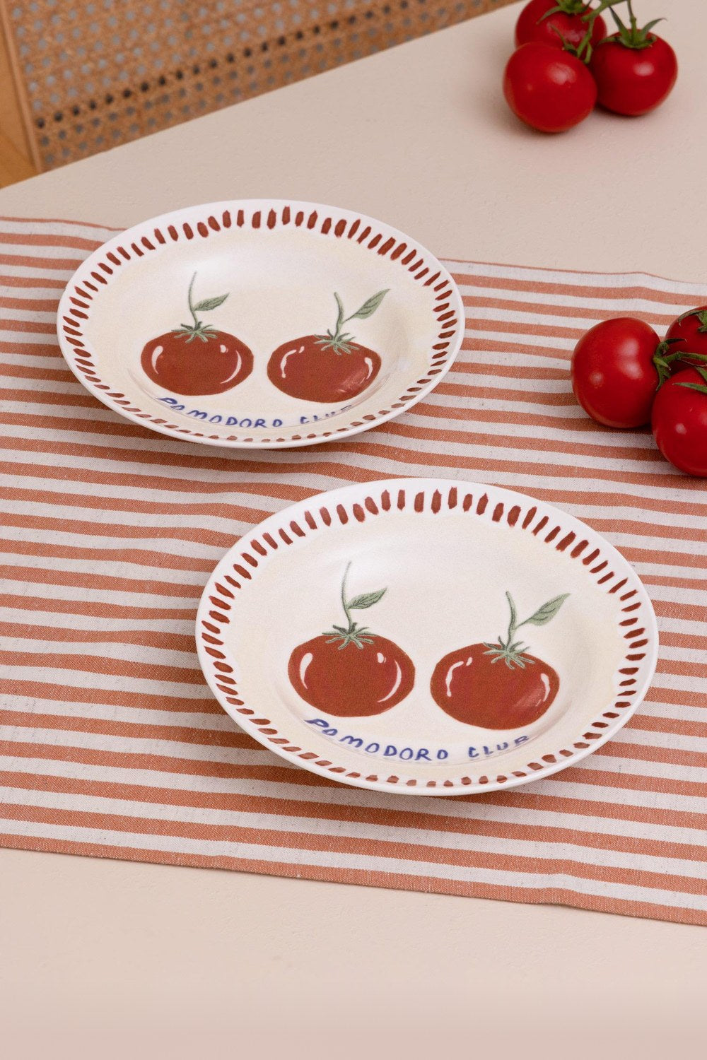 Italian Summer Pomodoro Club Yemek Tabağı, 2'li Set, 22 Cm - 0
