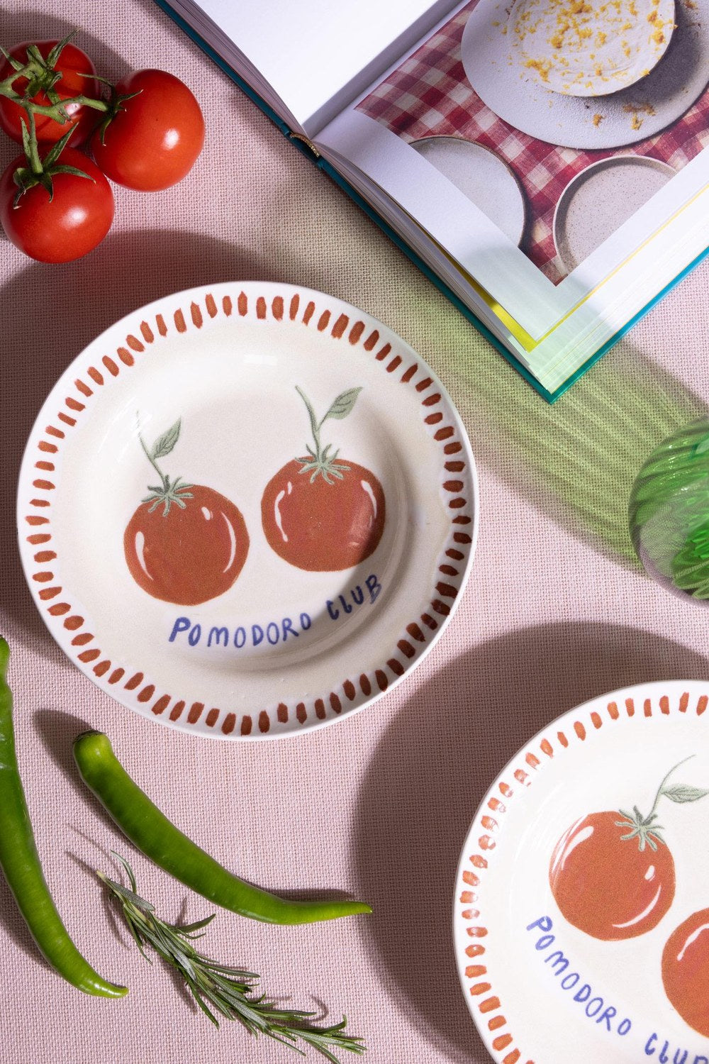 Italian Summer Pomodoro Club Yemek Tabağı, 2'li Set, 22 Cm - 1
