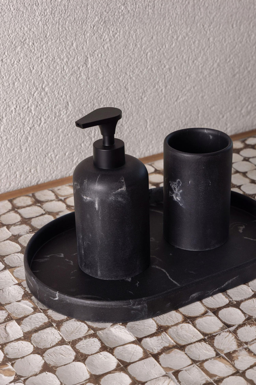 Marble Banyo Seti, Siyah, 3 Parça - 1