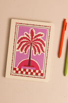 Mor Palmiye Desenli Defter, 16 × 21 Cm - 0
