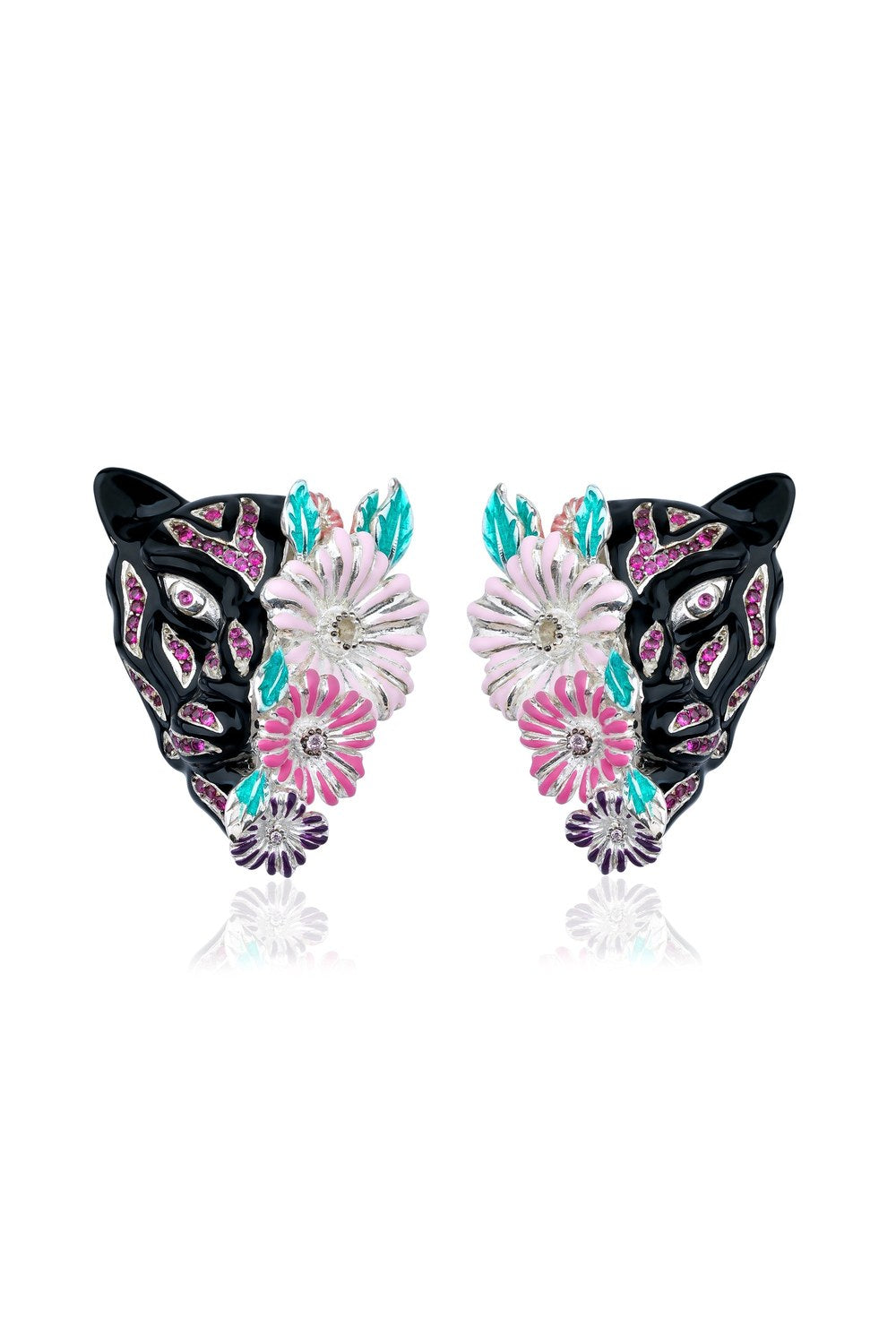 Harmony Of Contrast Ruby & Siyah Mineli Kaplan Küpe - 0
