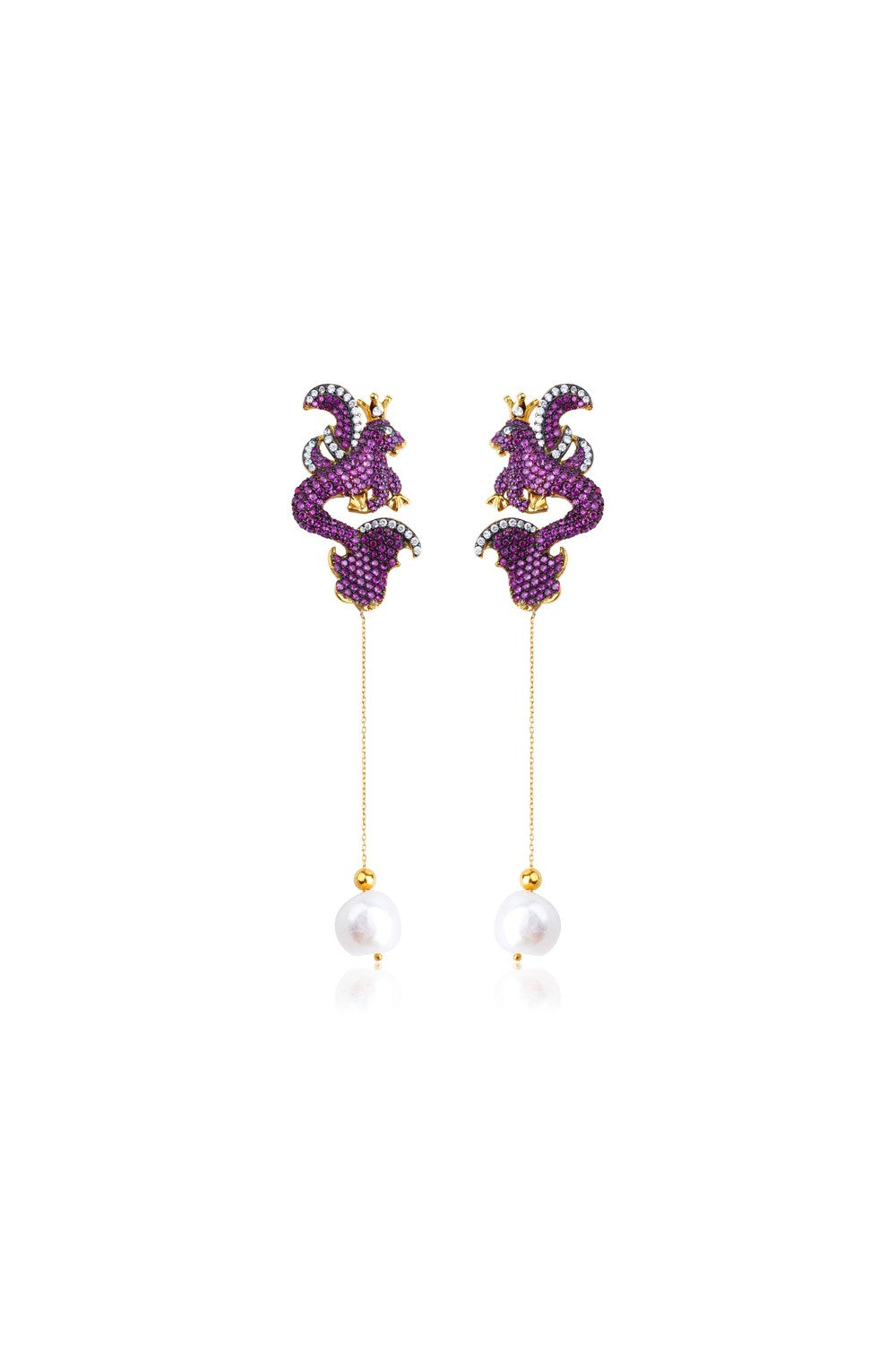 Jr. Secret Of The Universe Ruby Kristal İncili Dragon Küpe - 0