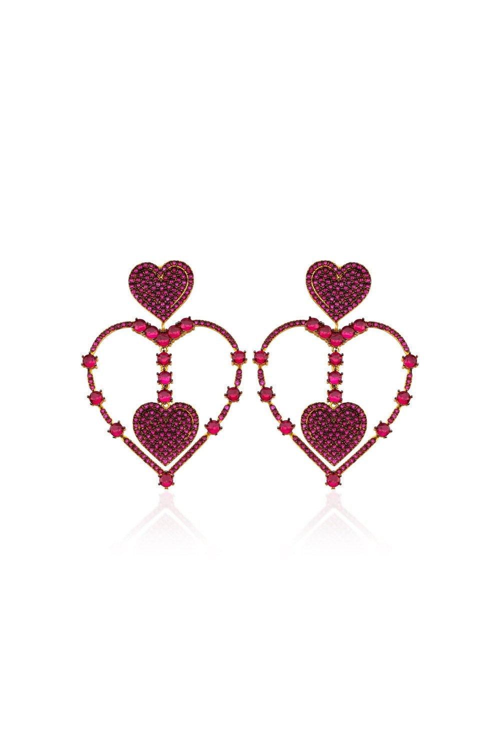 Secret Of Heart Ruby Büyük Kalpli Küpe - 0