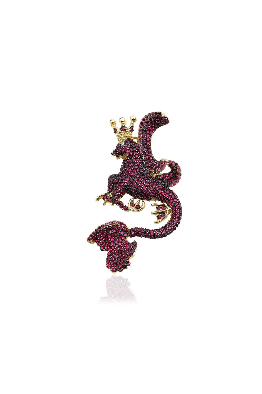 Secret Of Stamboul Burgundy Kristal Mitolojik Dragon Kolye / Broş - 0