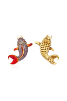 Koi Fish Pembe Kristal Kırmızı Mineli Balık Küpe - 0
