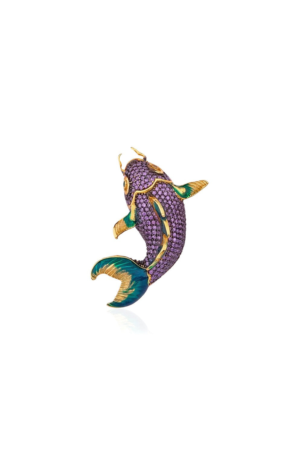 Koi Fish Mor Kristal Yeşil Mineli Balık Kolye / Broş - 0