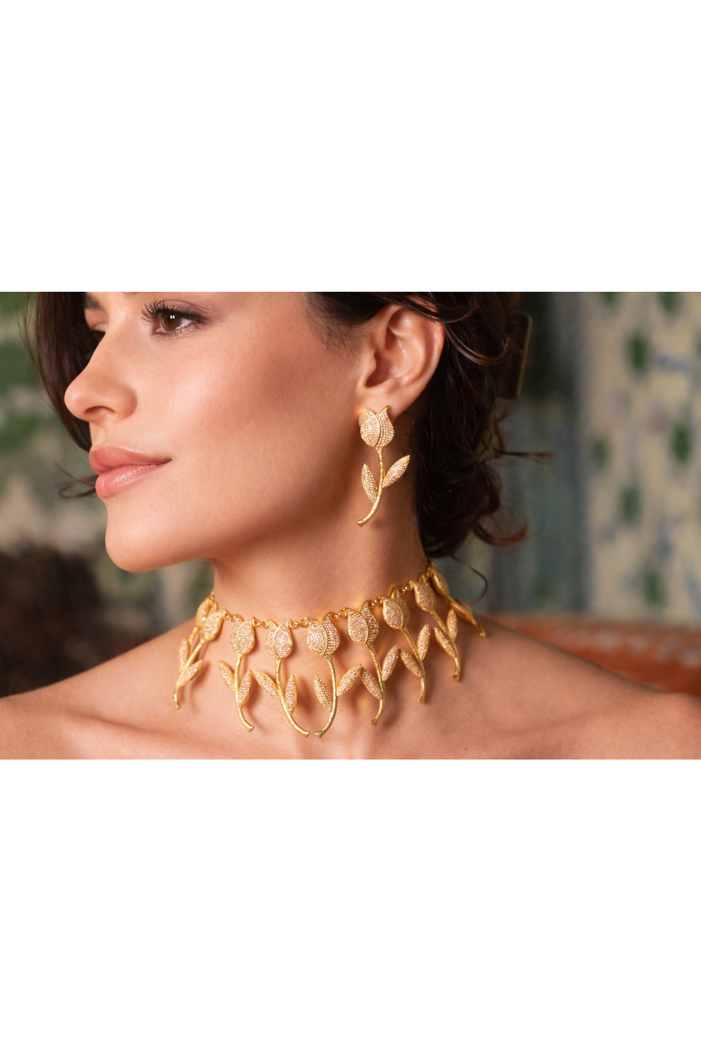 Lale Devri Şampanya Kristal Choker - 1