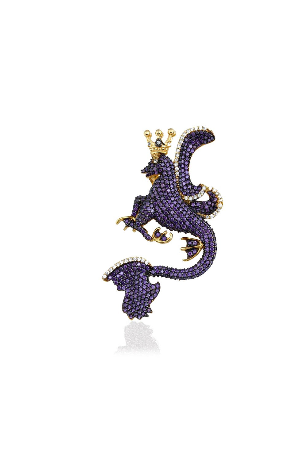 Secret Of Stamboul Mor Beyaz Kristal Mitolojik Dragon Earcuff - 0