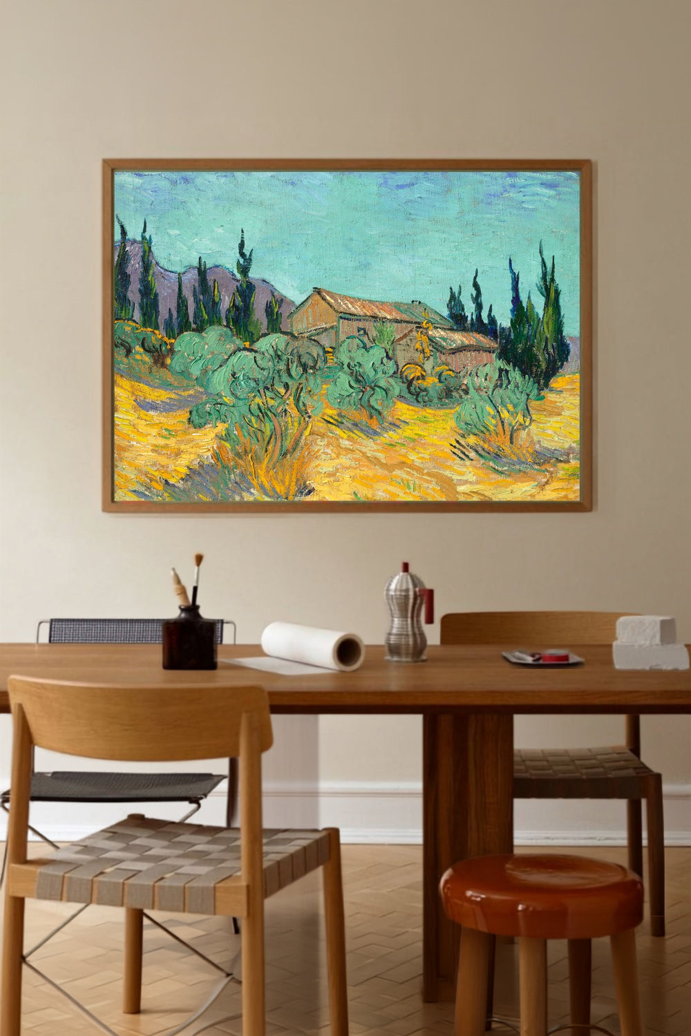 Vincent Van Gogh - Zeytin Ve Servi Ağaçları Arasında Ahşap Kulübeler - 2