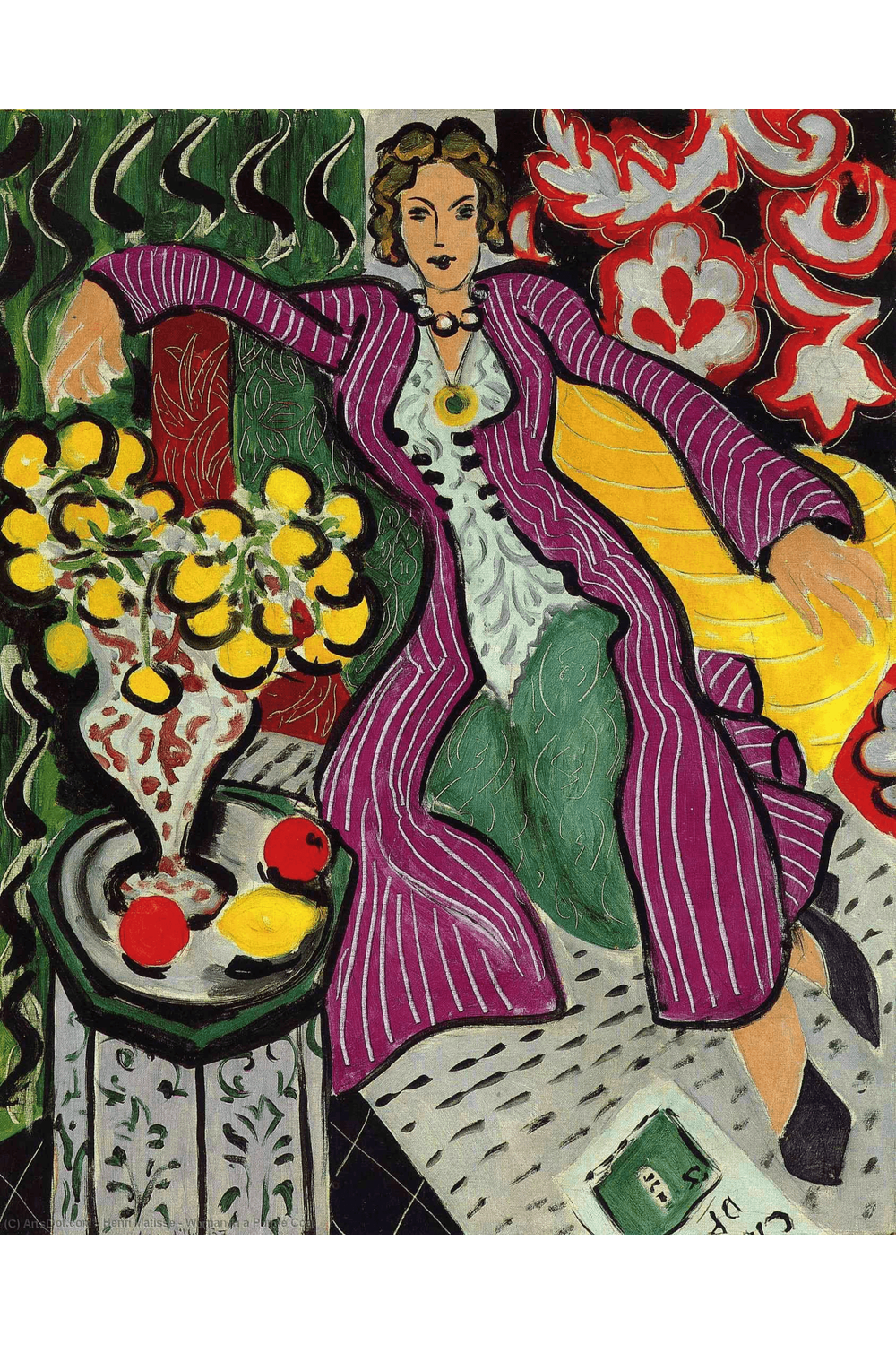 Henri Matisse - Mor Paltolu Kadın - 1