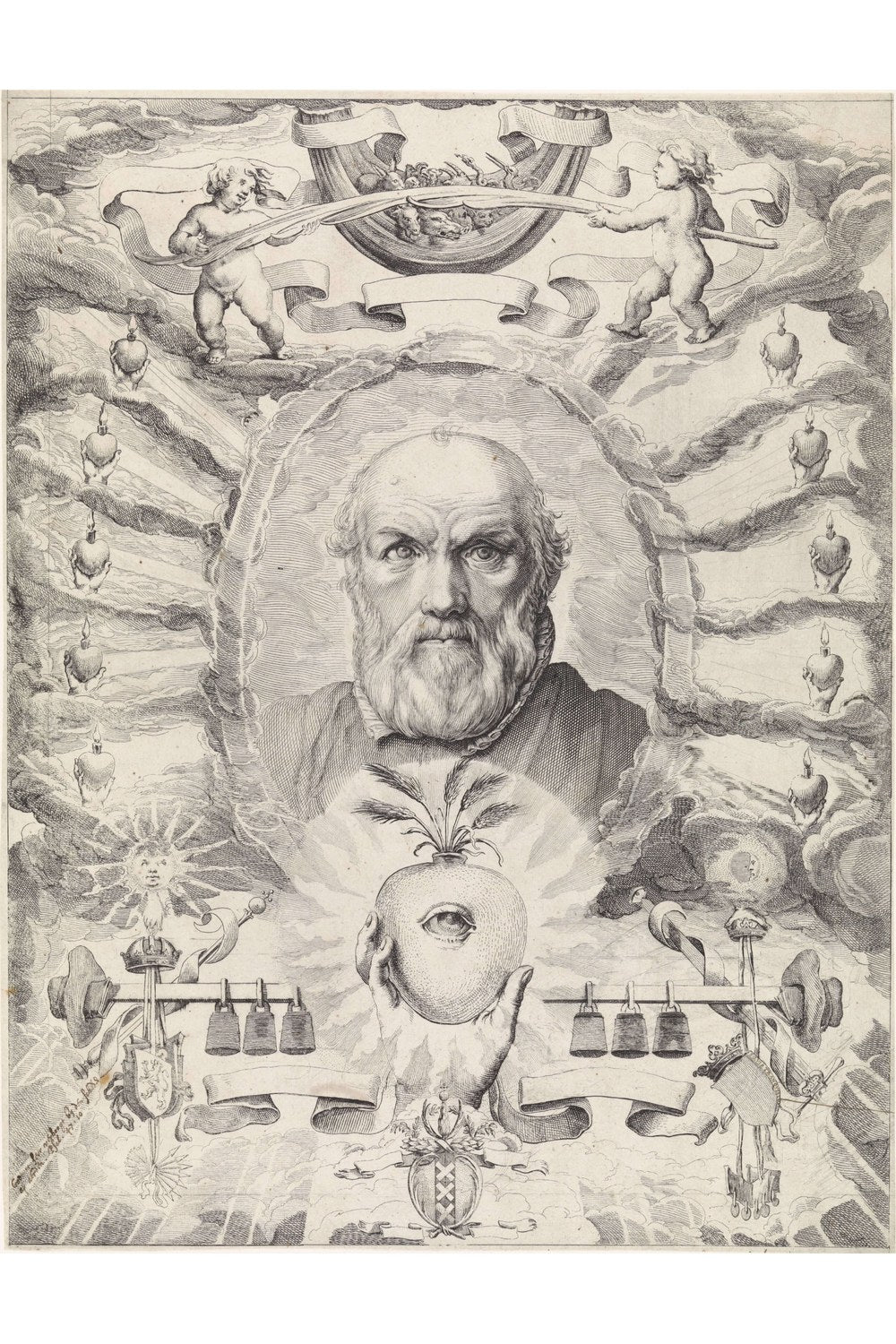 Theodor Matham - Dirck Volckertsz. Coornhert'in Alegorik Çerçeve İçindeki Portresi - 1
