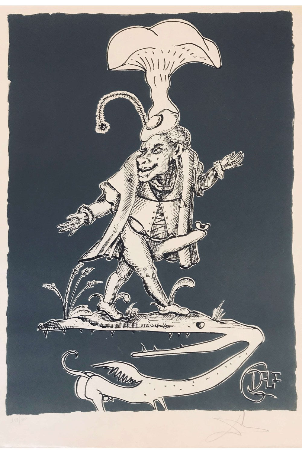 Salvador Dalí - Dişli Anka Kuşu Üzerinde Mantar Figürü - 1