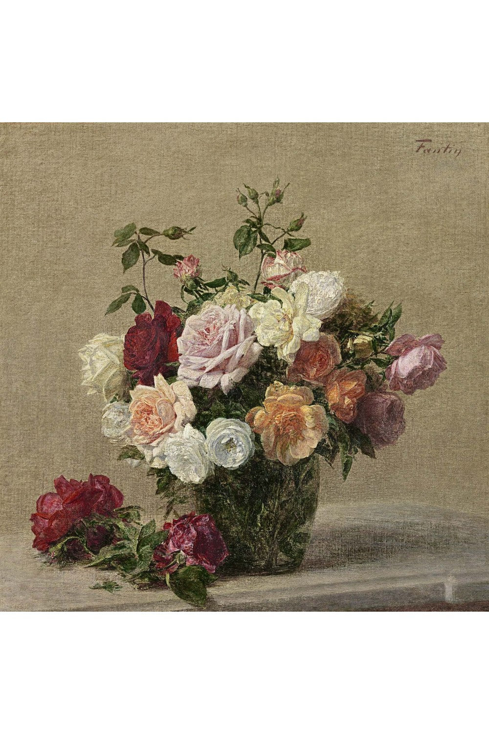 Henri Fantin-Latour - Cam Kürede Güller - 1