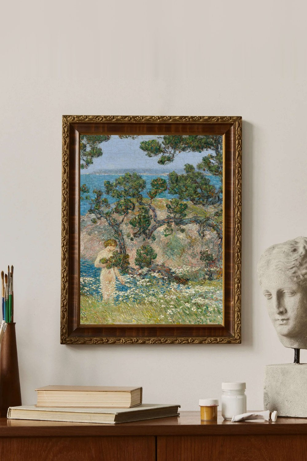 Childe Hassam - Mavi Deniz Ve Yıkanan Figür - 2
