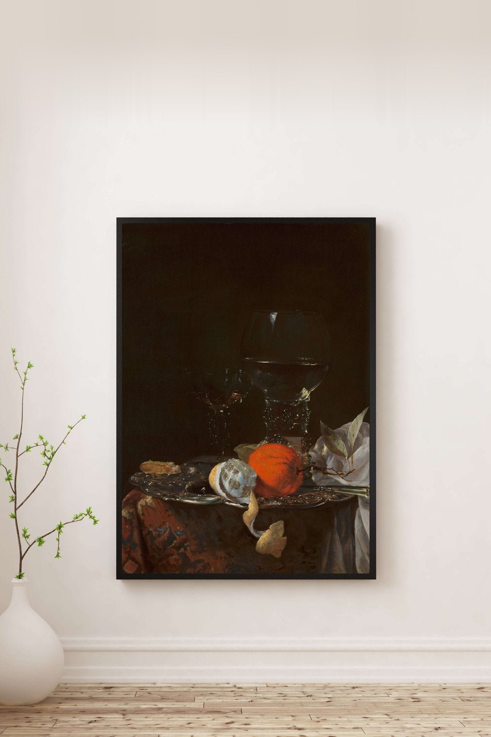 Willem Kalf - Gümüş Tabak Üzerinde Meyve Ve Şarap Kadehleri Ile Natürmort - 0