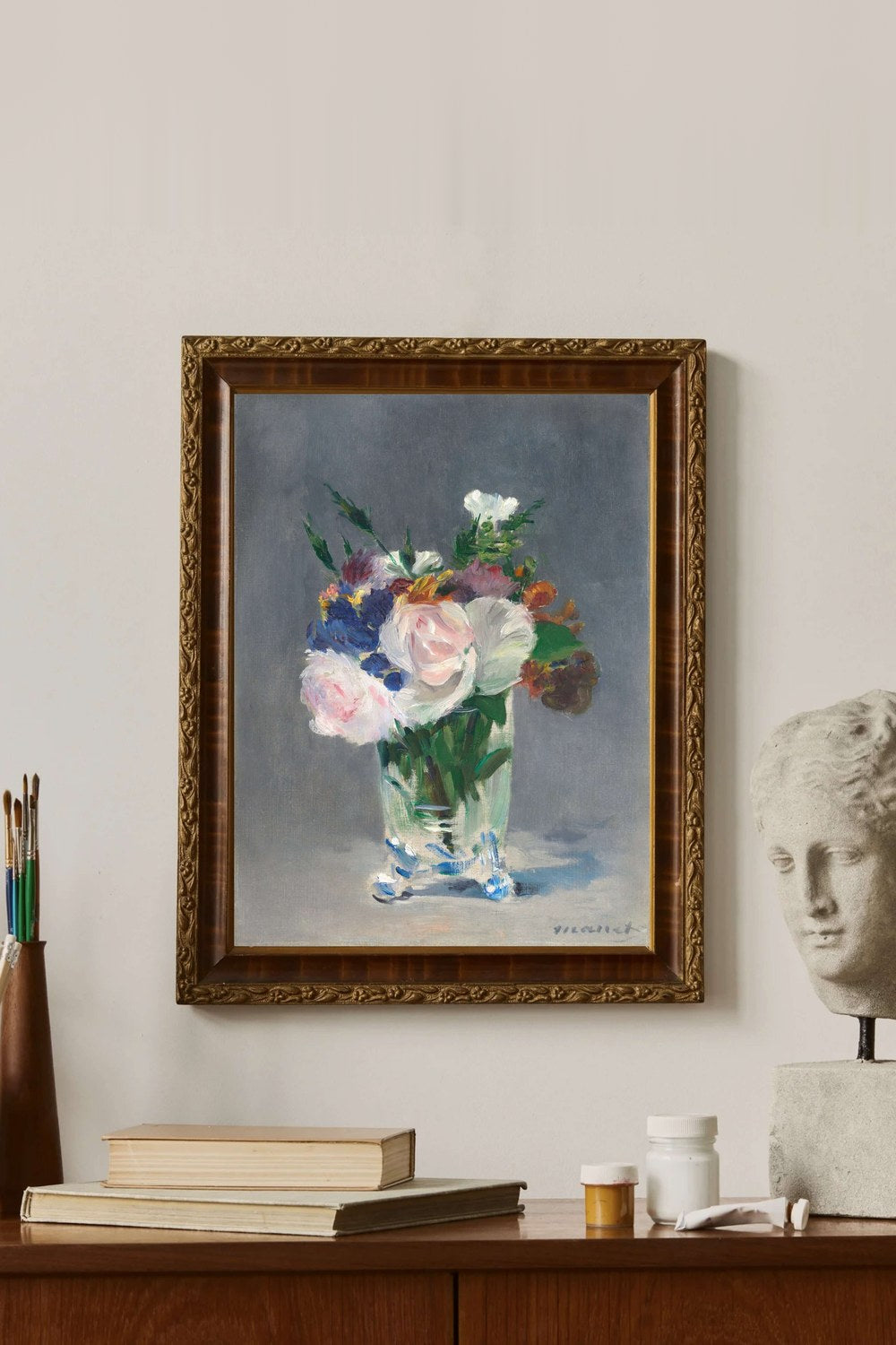 Édouard Manet - Kristal Vazoda Çiçekler - 2