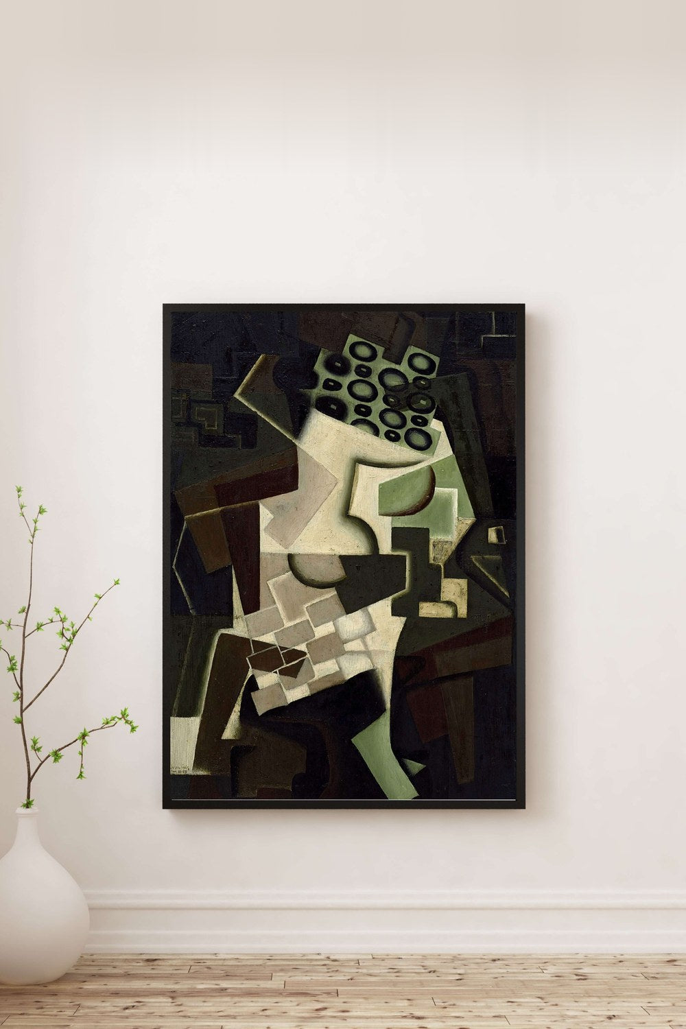 Juan Gris - Kareli Masa Örtüsü Üzerinde Meyve Tabağı - 0