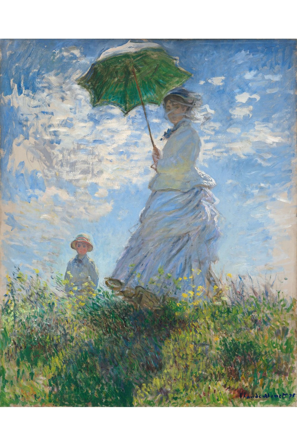 Claude Monet - Şemsiyeli Kadın Madame Monet Ve Oğlu - 1