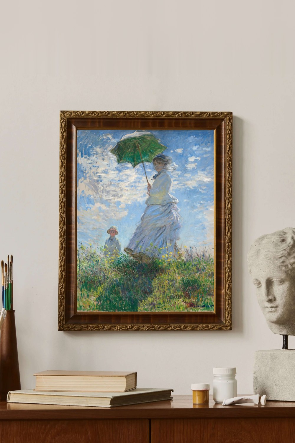 Claude Monet - Şemsiyeli Kadın Madame Monet Ve Oğlu - 2