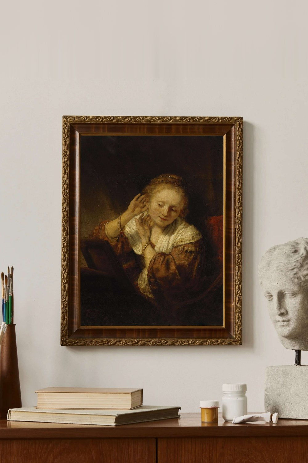 Rembrandt Van Rijn - Küpeli Genç Kadın - 2
