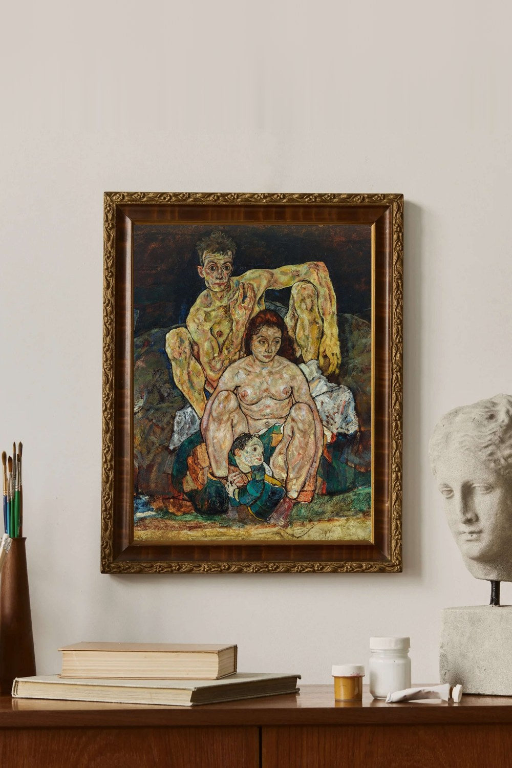 Egon Schiele - Çömelmiş İnsan Çifti Aile - 2