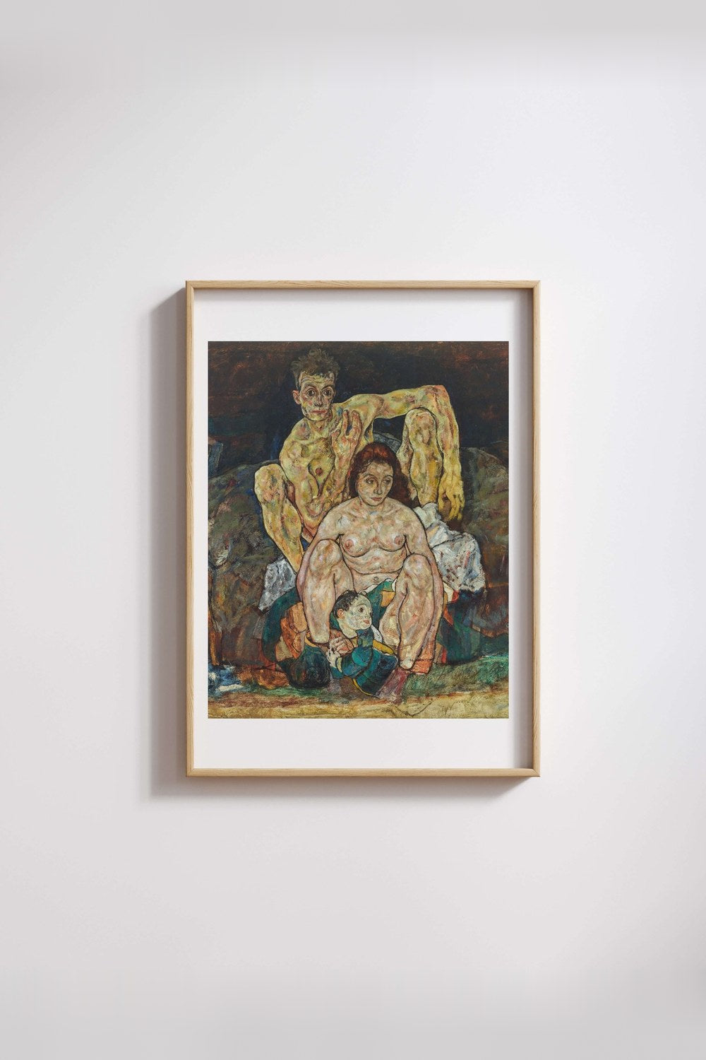 Egon Schiele - Çömelmiş İnsan Çifti Aile - 3