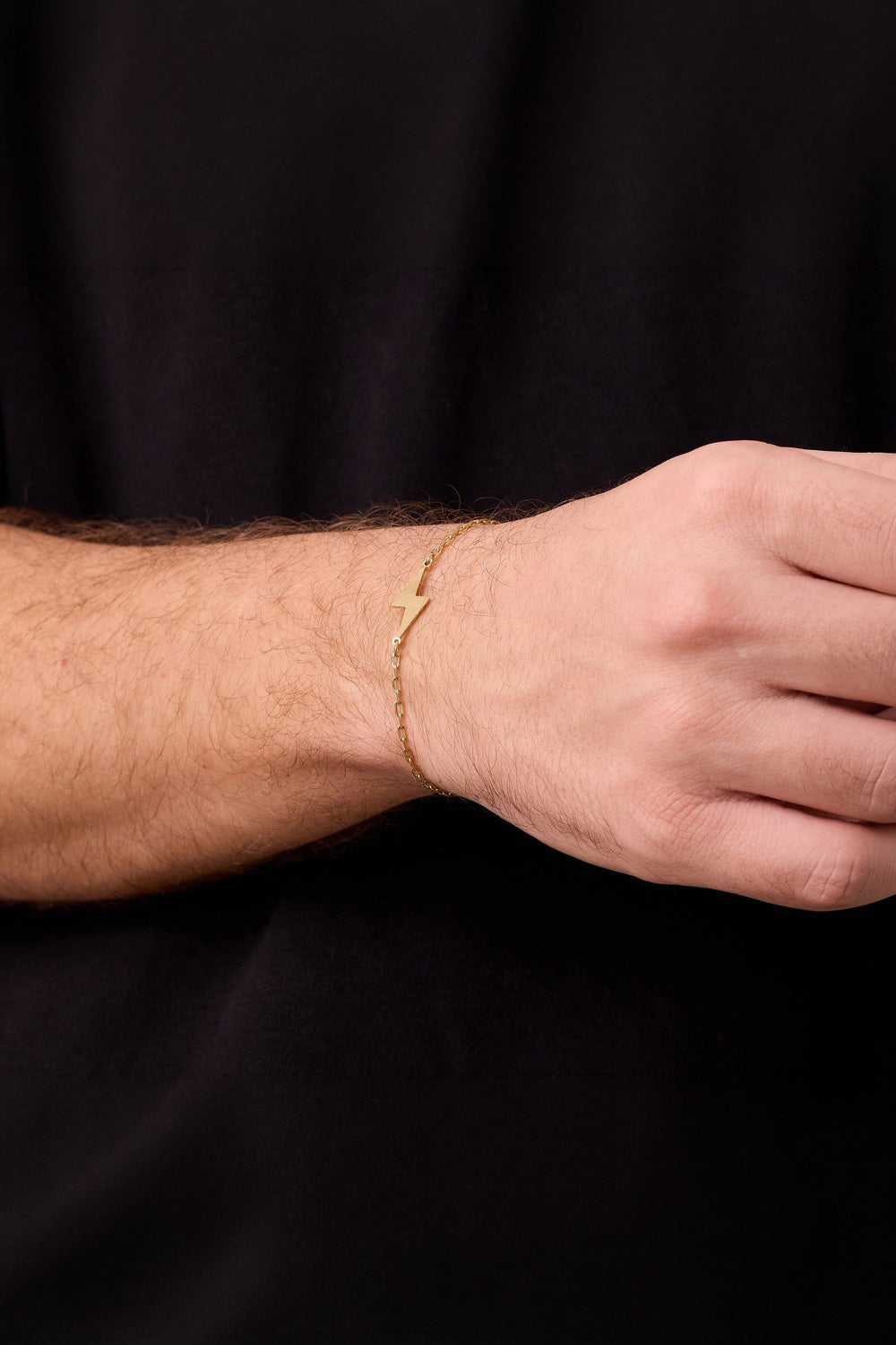 Şimşek Detaylı Bileklik, Gold - 2