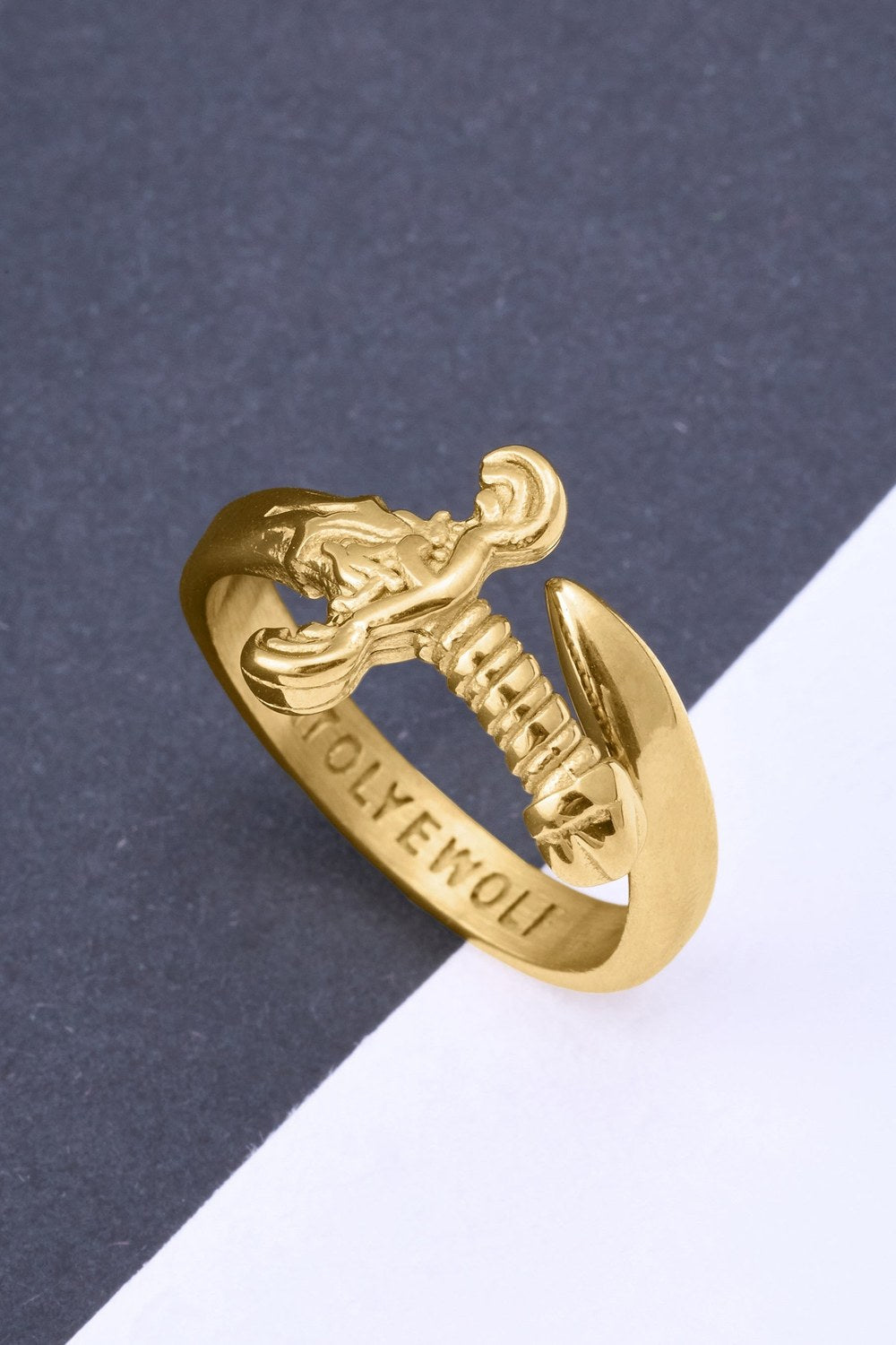 Kılıç Formlu Ayarlanabilir Yüzük, Gold - 3