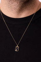 Zirkon Taşlı Kolye, Siyah - Gold - 3